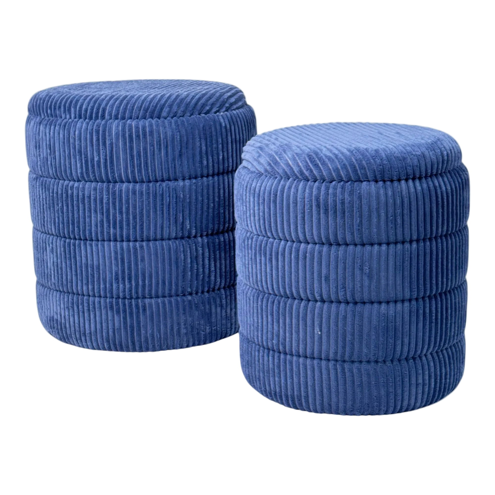 Jgo. de Taburetes de Almacenamiento Azules