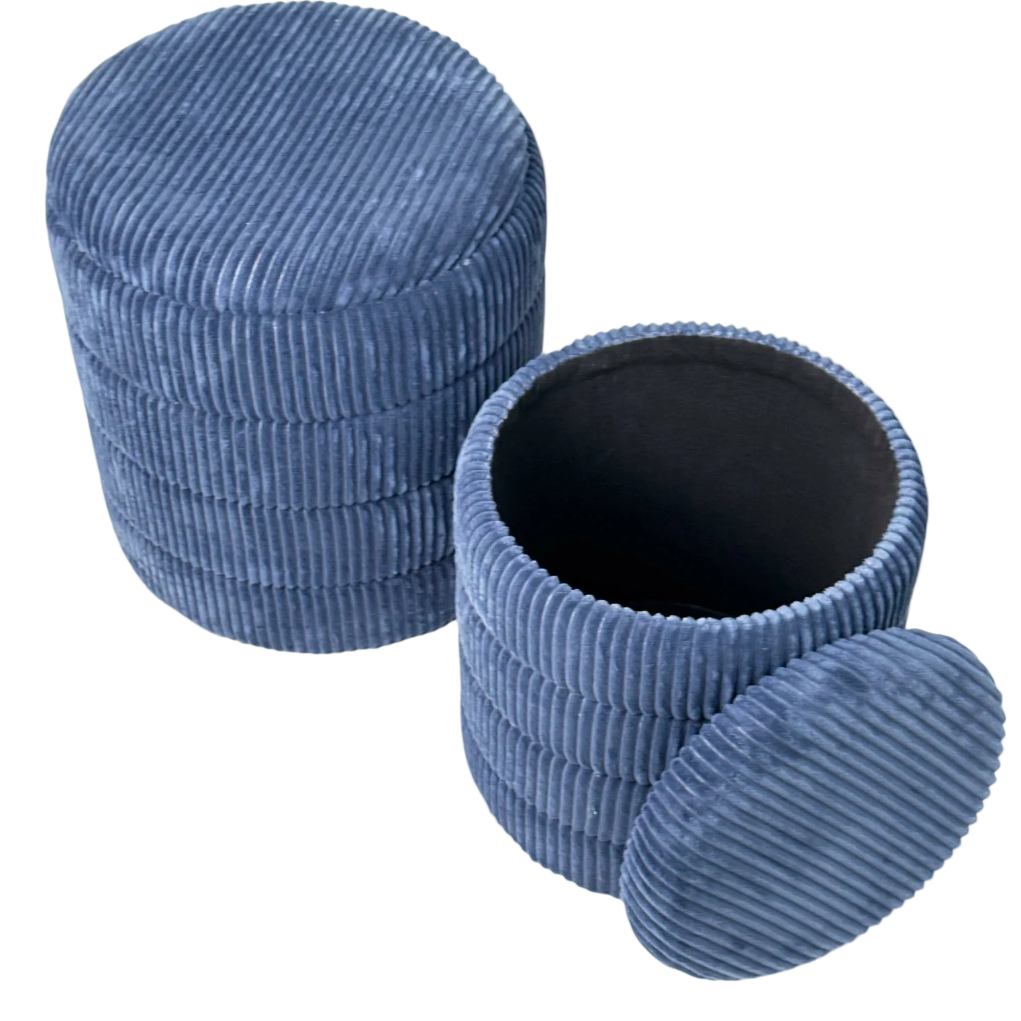 Jgo. de Taburetes de Almacenamiento Azules