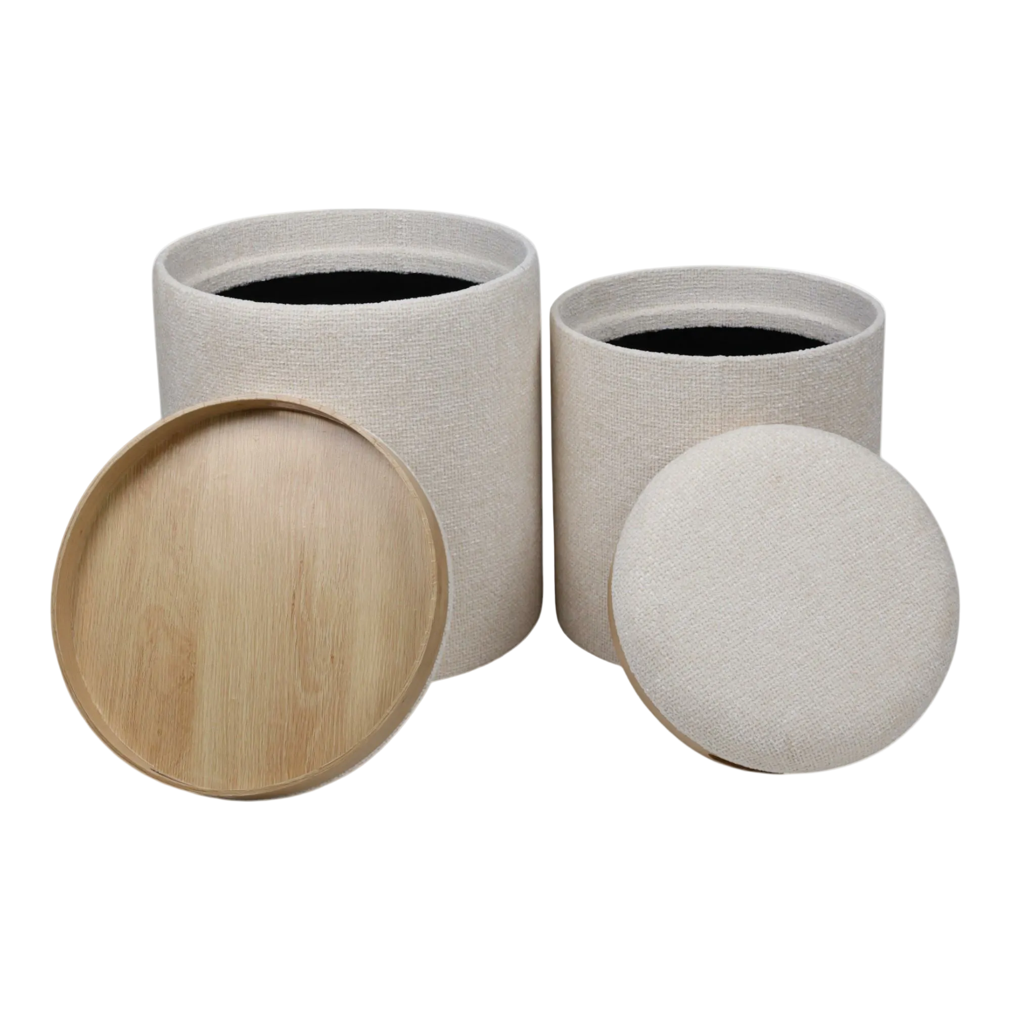 Jgo. de Taburetes de Almacenamiento Blancos