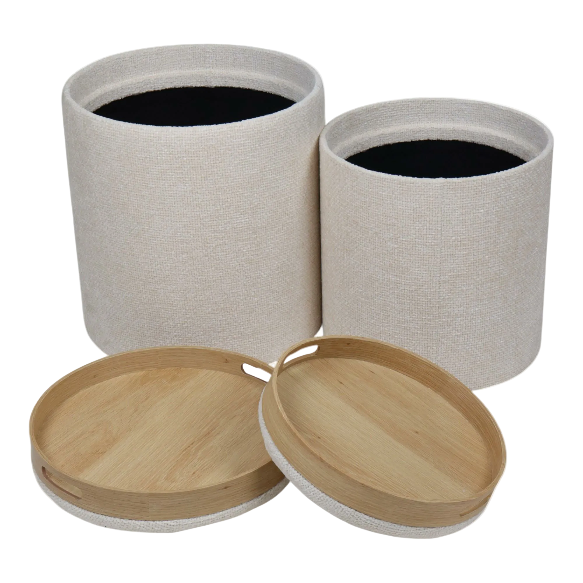 Jgo. de Taburetes de Almacenamiento Blancos