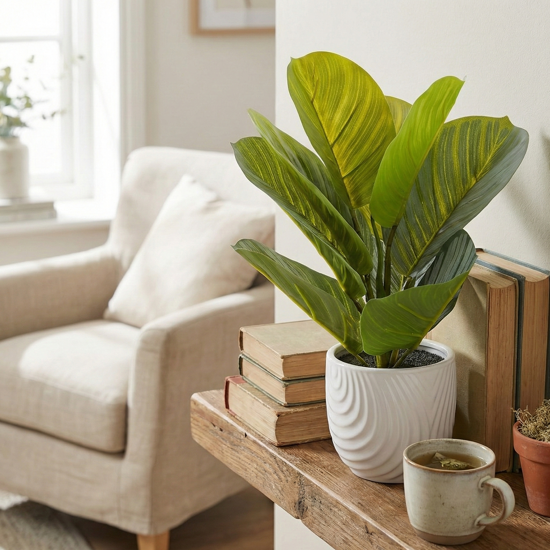 Planta Con Pote Blanco