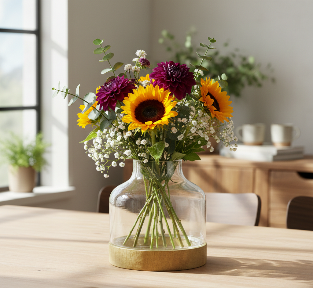 Florero con base de Madera